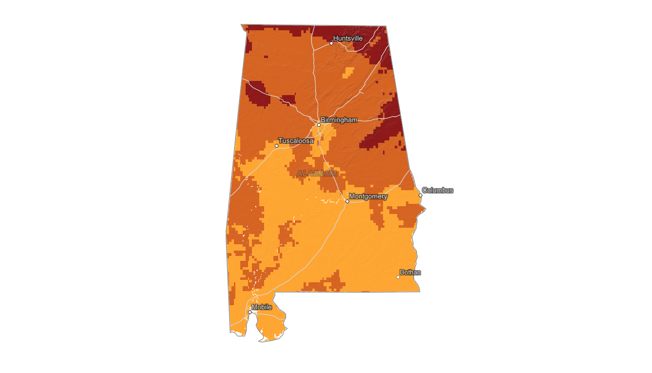 Alabama fall foliage map