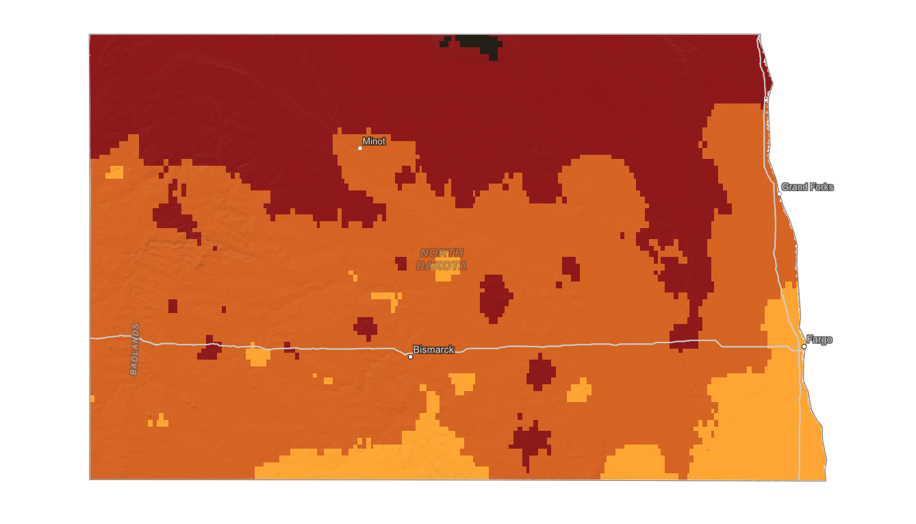 North Dakota fall foliage map