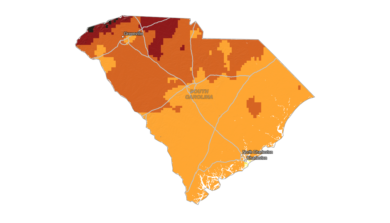 South Carolina fall foliage map