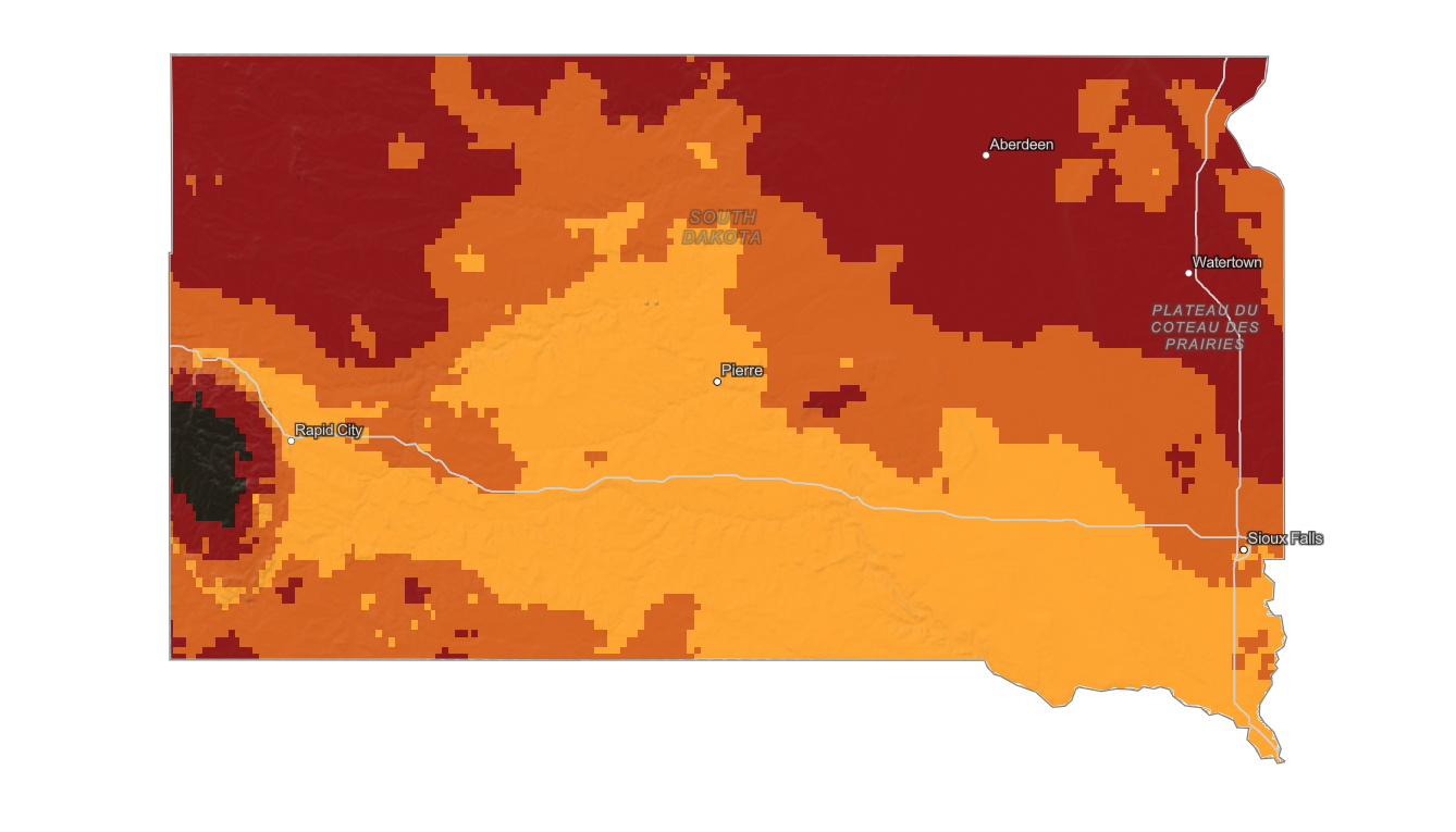 South Dakota fall foliage map